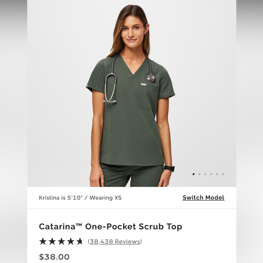 FIGS Catarina Scrub Top - Moss NWT | Size XS